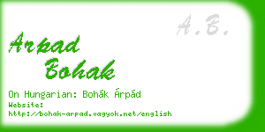 arpad bohak business card